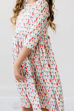 Load image into Gallery viewer, MERRY &amp; BRIGHT 3/4 SLEEVE TWIRL DRESS
