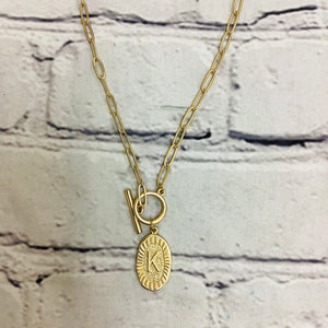 GOLD STAMP INITIAL NECKLACE
