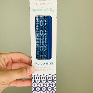 SWIG REUSABLE STRAW SET-INDIGO ISLES