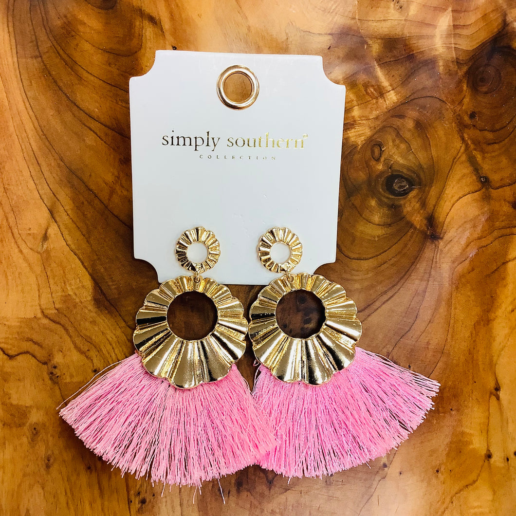 PINK FRINGE EARRING