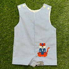 Load image into Gallery viewer, APPLIQUE SHORTALL-ORANGE/NAVY
