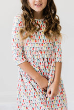 Load image into Gallery viewer, MERRY &amp; BRIGHT 3/4 SLEEVE TWIRL DRESS
