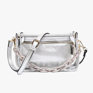 JESSICA CLEAR CROSSBODY BAG - 2WAY SHOLDER OR HANDBAG