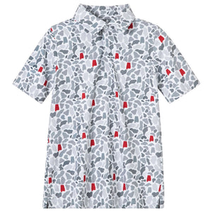 CRIMSON + GREY CAMO POLO - BOYS