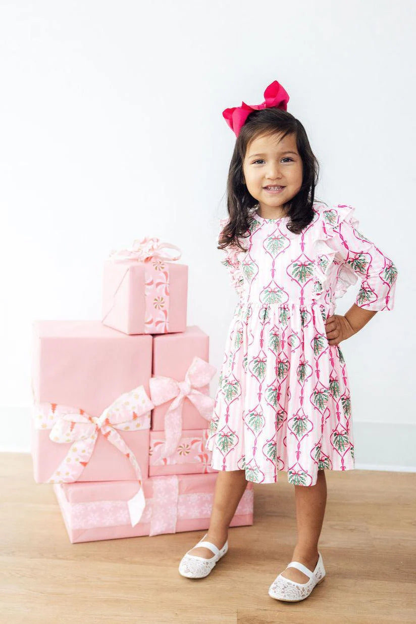 MERRY MISTLETOE RUFFLE TWIRL DRESS