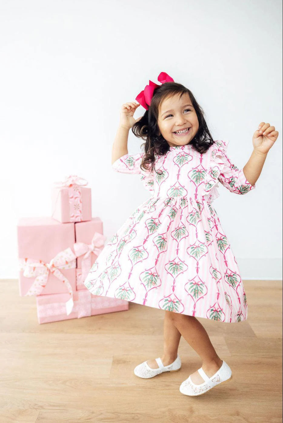 MERRY MISTLETOE RUFFLE TWIRL DRESS