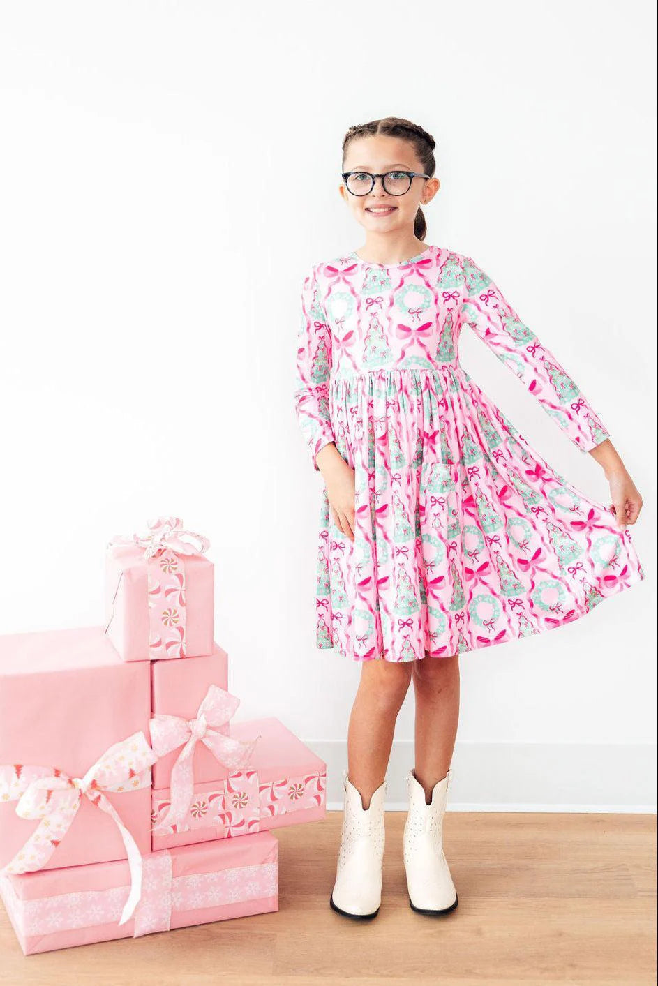 JINGLE BOWS POCKET TWIRL DRESS