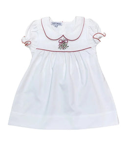 MISTLETOE EMBROIDERED WHITE DRESS