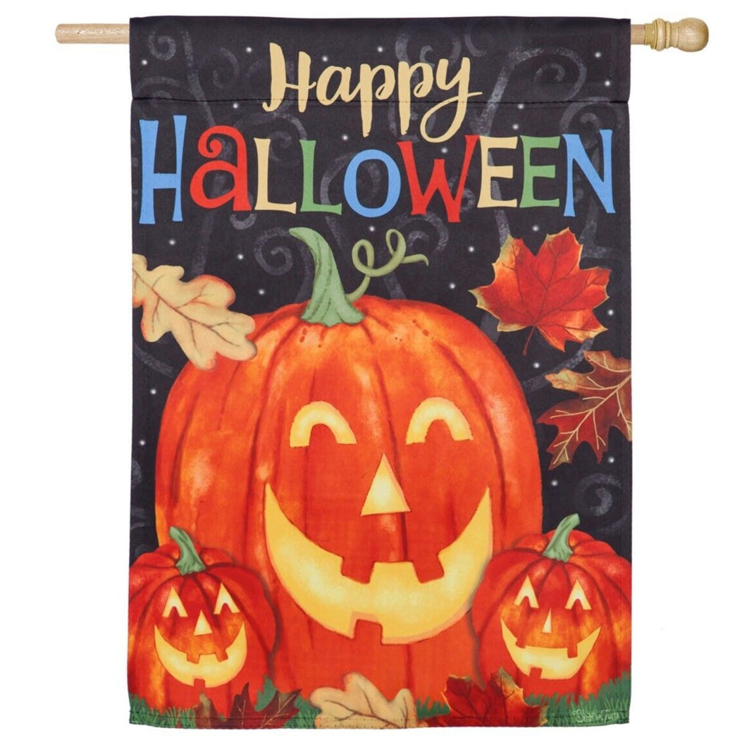 HAUNTED HALLOWEEN HOUSE SUEDE FLAG
