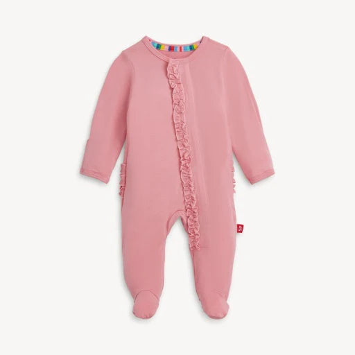 MAGNETIC FOOTIE W/RUFFLES-TICKLED PINK