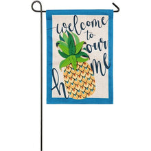 Load image into Gallery viewer, PINEAPPLE WELCOME BURLAP GARDEN FLAG
