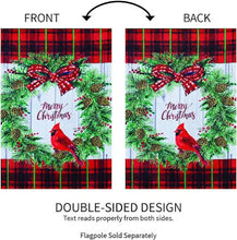 Load image into Gallery viewer, CHRISTMAS CARDINAL WREATH - GARDEN FLAG
