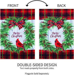 CHRISTMAS CARDINAL WREATH - GARDEN FLAG