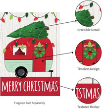 Load image into Gallery viewer, CHRISTMAS CAMPER BURLAP FLAG  - GARDEN FLAG
