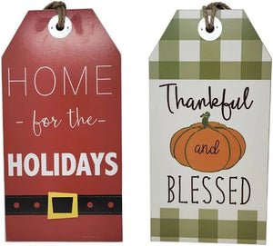 REVERSIBLE FALL THANKGIVING / CHRISTMAS DECOR