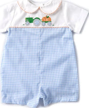 Load image into Gallery viewer, TRACTOR PUMPKIN BOYS ROMPER
