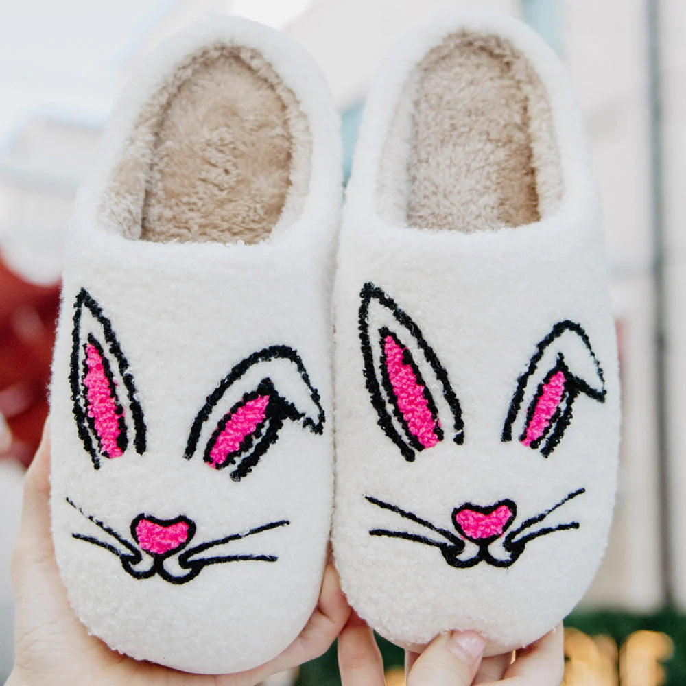 BUNNY FACE HOUSE SLIPPERS