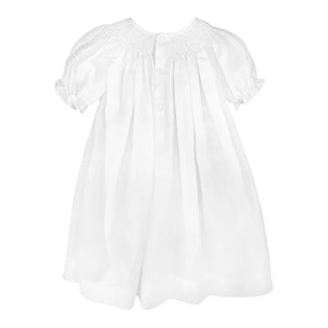 WHITE ROSETTE DRESS/BONNET