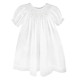 WHITE ROSETTE DRESS/BONNET