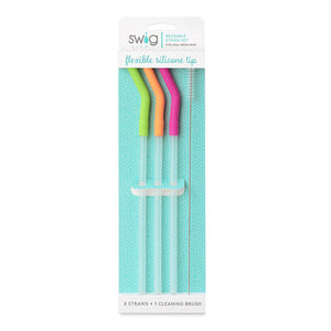 SWIG REUSABLE STRAW SET - NEON LIME/ORANGE/BERRY