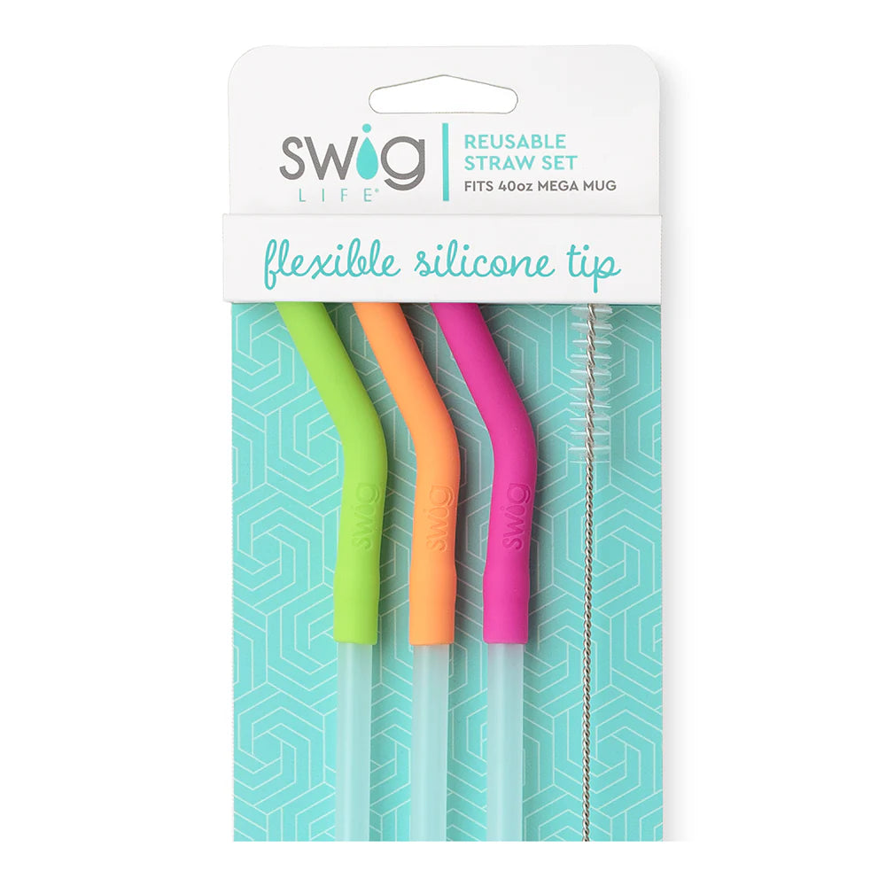 SWIG REUSABLE STRAW SET - NEON LIME/ORANGE/BERRY