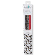 Load image into Gallery viewer, SWIG REUSABLE STRAW SET-GOLD LEOPARD

