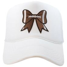 Load image into Gallery viewer, FOOTBALL COQUETTE BOW FOAM TRUCKER HAT
