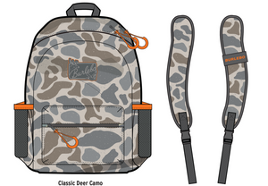 BURLEBO TODDLER / JR. CLASSIC DEER CAMO BACKPACK (ORANGE TRIM)