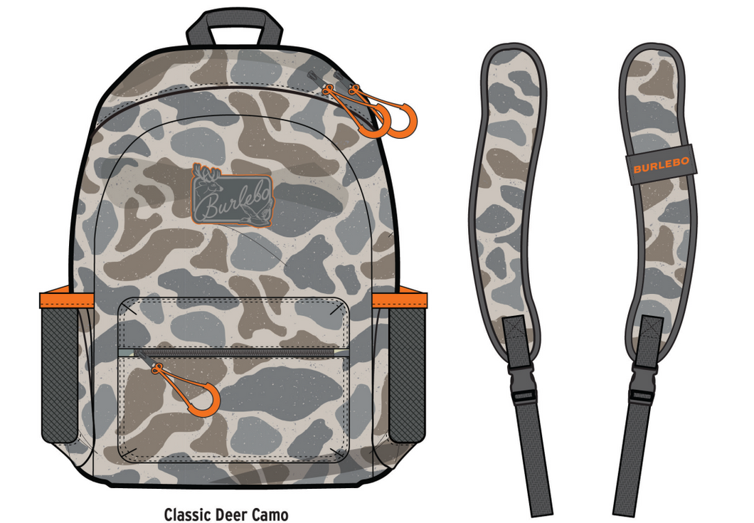 BURLEBO TODDLER / JR. CLASSIC DEER CAMO BACKPACK (ORANGE TRIM) – Deb & Co. Boutique