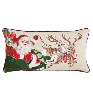 SLEIGH & REINDEER CHRISTMAS PILLOW