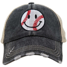 Load image into Gallery viewer, BASEBALL HAPPY FACE TRUCKER HAT
