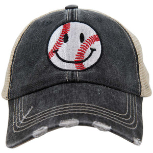 BASEBALL HAPPY FACE TRUCKER HAT