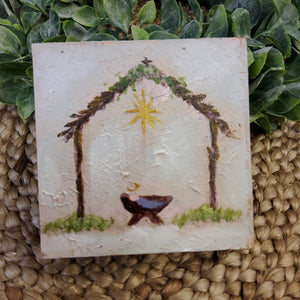 HAND PAINTED WOOD BLOCK MANGER