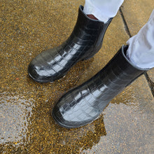 Load image into Gallery viewer, ROMA BLACK CROC RAIN BOOTS
