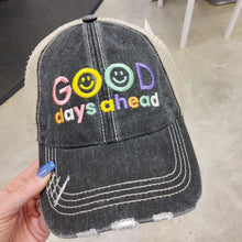 Load image into Gallery viewer, GOOD DAYS AHEAD DISTRESSED TRUCKER HAT
