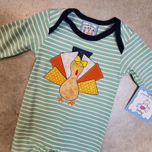 TURKEY APPLIQUE GIRLS ROMPER