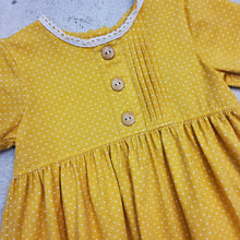 Load image into Gallery viewer, MUSTARD DOT PLEATED DRESS

