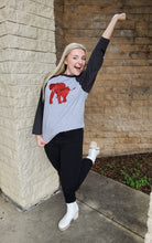 Load image into Gallery viewer, Red Glitter Elephant Raglan
