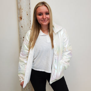 WHITE IRIDESCENT PUFFER