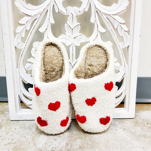 MULTI RED HEART SLIPPERS