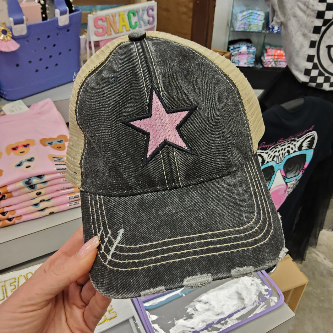 PINK STAR TRUCKER HAT