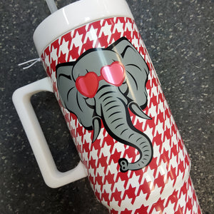 ELEPHANT HOUNDSTOOTH HANDLED TUMBLER