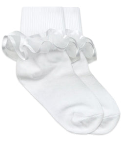 FRILLY RUFFLE LACE TURN CUFF SOCK