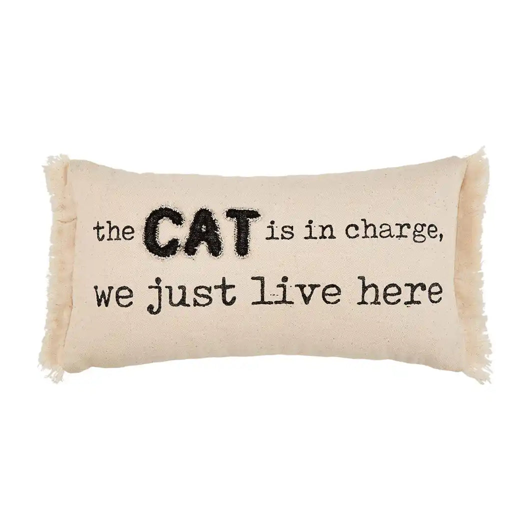 CAT IS  IN CHARGE CANVAS CAT PILLOW