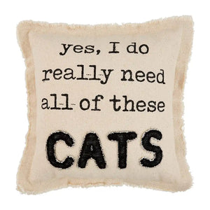 YES I REALLY DO WASHED CANVAS CAT PILLOW