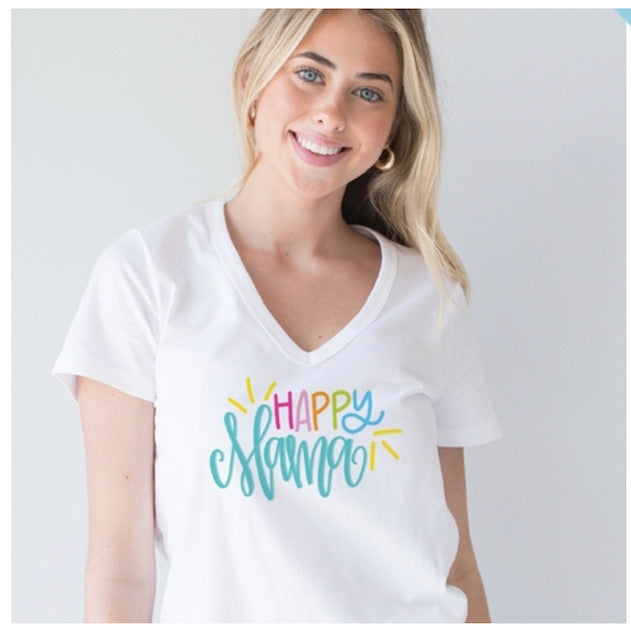 HAPPY MAMA V-NECK TEE