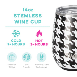 SWIG, 14 OZ. STEMLESS STAINLESS STEEL CUP-HOUNDSTOOTH
