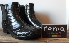 Load image into Gallery viewer, ROMA BLACK CROC RAIN BOOTS
