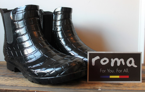ROMA BLACK CROC RAIN BOOTS