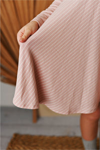 DUSTY PINK RIBBED KNIT DRESS